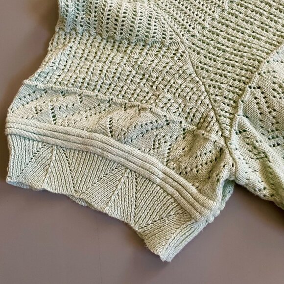 Lace knit short sleeve blouse, Crop top - Picture 5 of 9